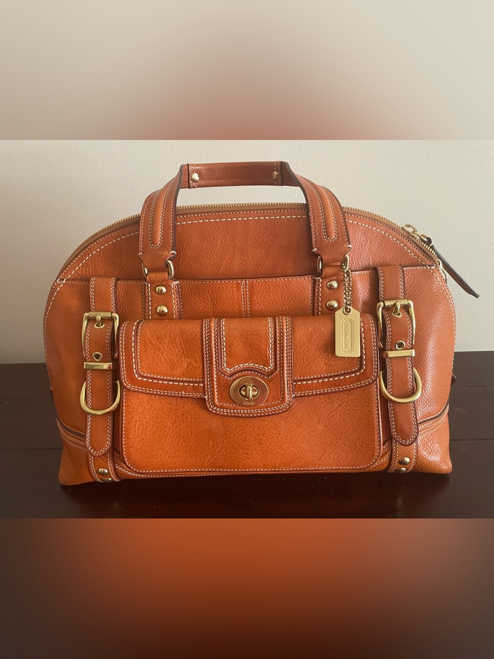 Coach Hamptons Miranda Satchel 11085 Brown Leather Y2K 2007 Turnlock Bag